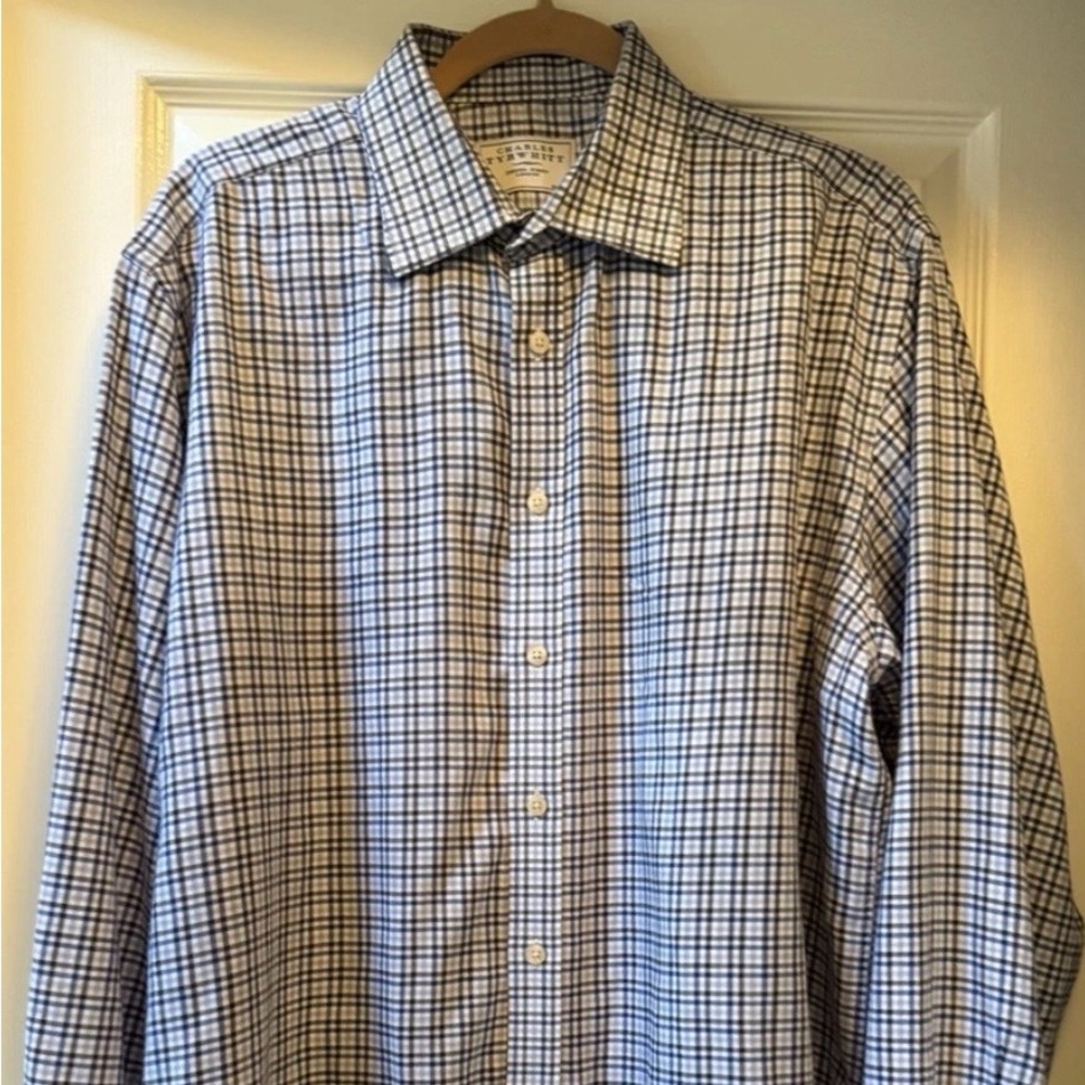 CHARLES TYRWHITT Men’s Cotton Blend Button Front Shirt-17/37